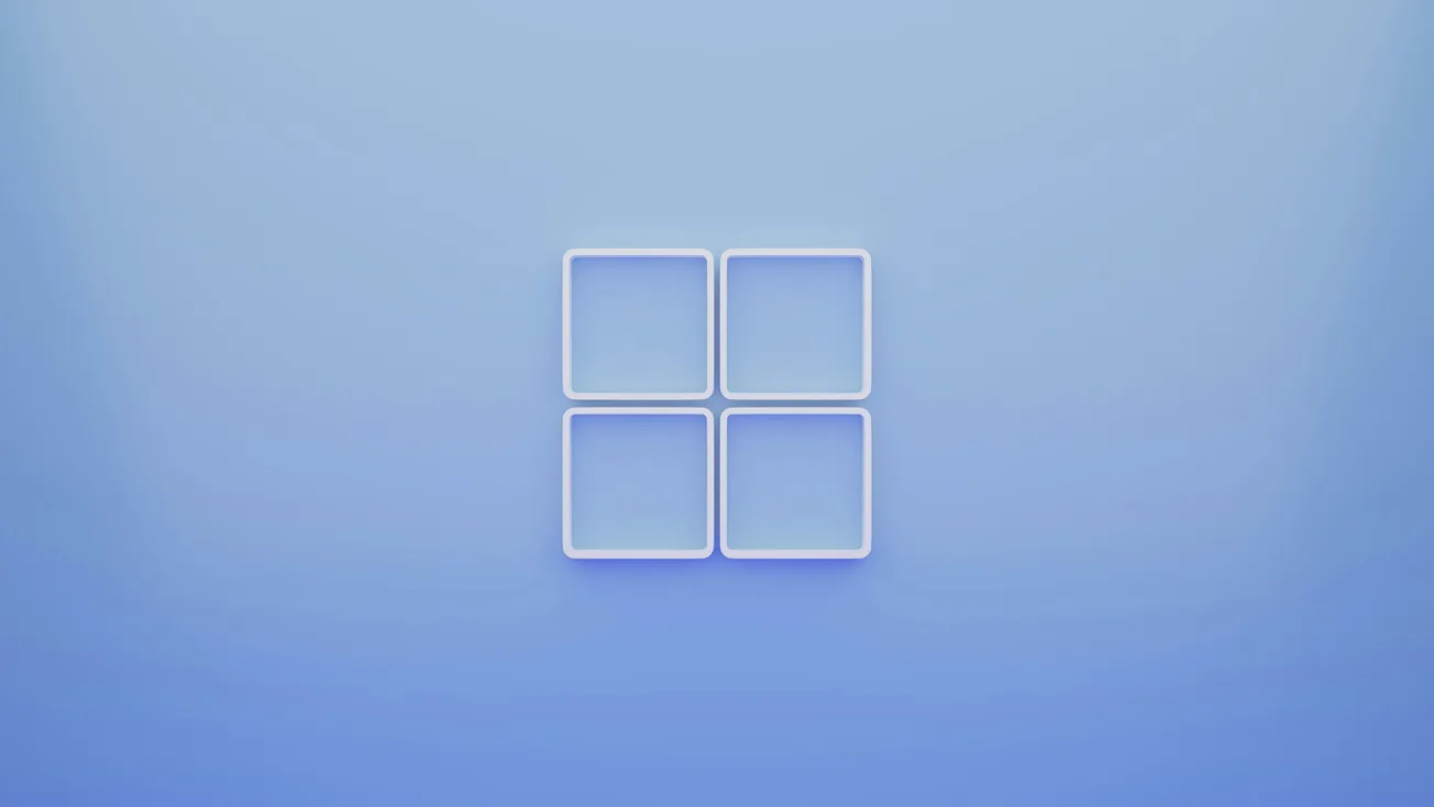 Minimalist design of a grid with four luminous white squares on a gradient blue background. The image conveys a modern and futuristic tone.